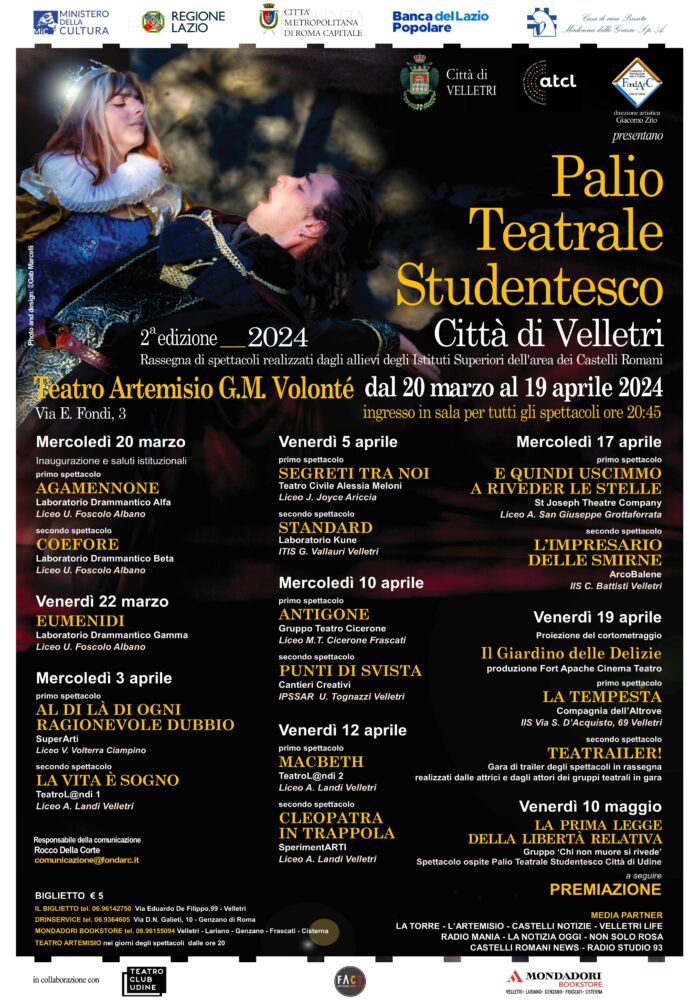 Velletri, al via la seconda edizione del Palio Teatrale Studentesco